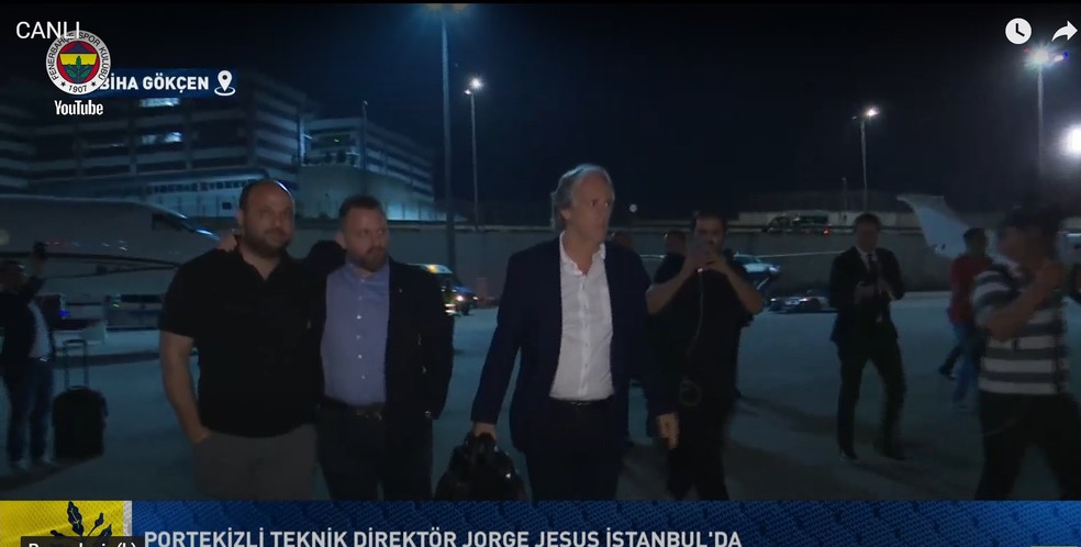 Jorge Jesus desembarca em Istambul para assinar com o Fenerbah�e � Foto: Reprodu��o/FBTV