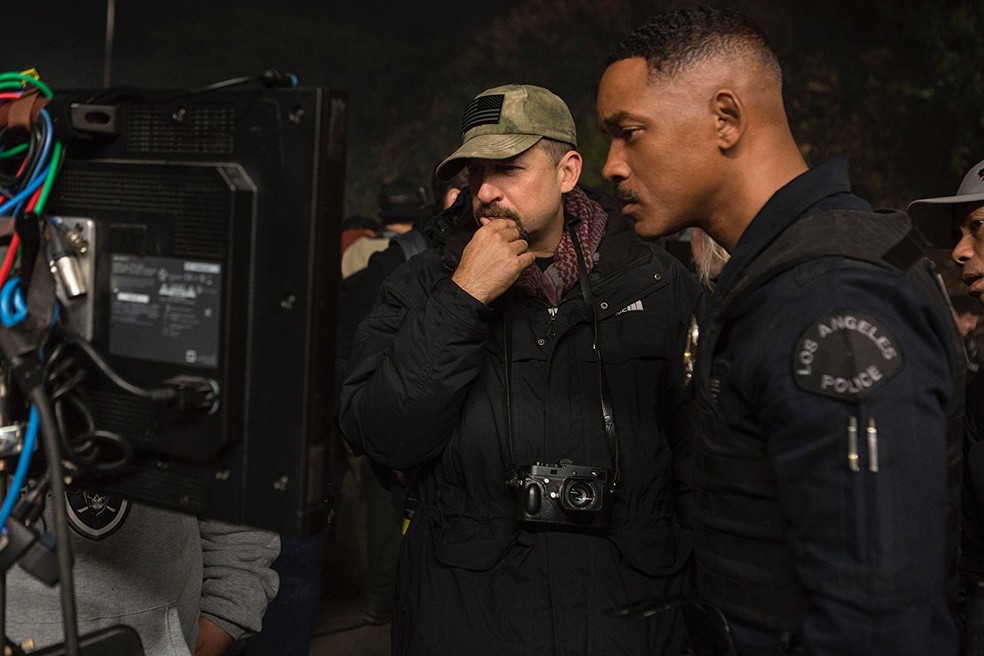 Will Smith e o diretor David Ayer em filmagem de 'Bright' (Foto: Divulgação)