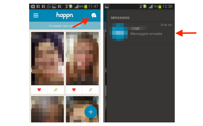 Acessando uma mensagem do Happn que será deletada em um dispositivo Android (Foto: Reprodução/Marvin Costa)