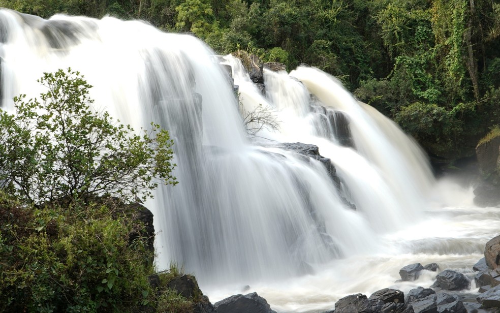 Cachoeira Véu das Noivas, em Poços de Caldas, no Sul de Minas, é um dos pontos turísticos do estado — Foto: Marcos Corrêa