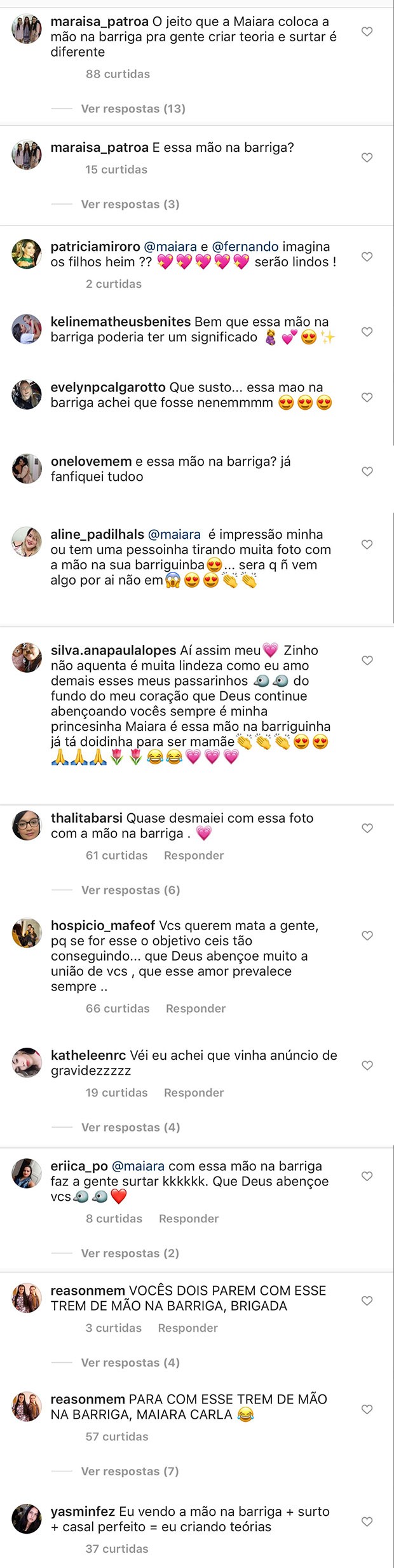 Comentários na foto de Maiara e Fernando (Foto: Reprodução/ Instagram)