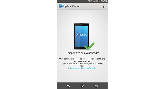 O Xperia ZQ est? atualizado com a ?ltima vers?o disponibilizada pela Sony, o Android 4.4 ou KitKat (Foto: Reprodu??o/Bruno Quevedo)