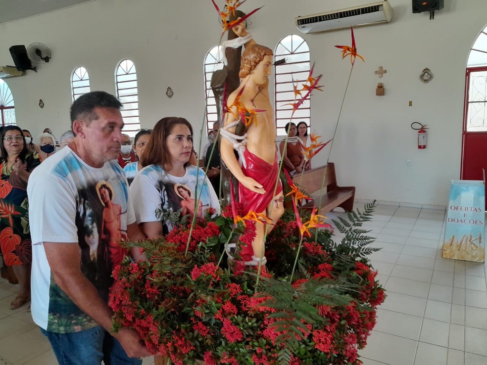 Imagem do Santo deixou a paróquia, em Rio Branco, neste domingo (8) e vai passar por comunidades do interior do AC — Foto: Arquivo/Paróquia São Sebastião