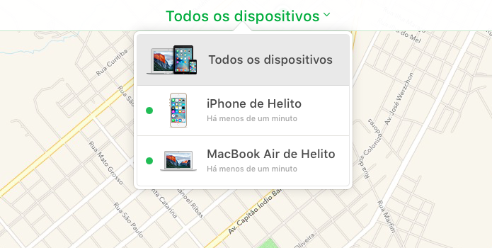 Selecione o seu iPhone ou iPad na lista de dispositivos (Foto: Reprodução/Helito Bijora) 