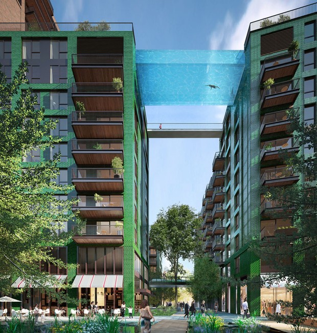 Totalmente transparente, a piscina oferece uma vista de Londres à 35 m de altura (Foto: Divulgação)
