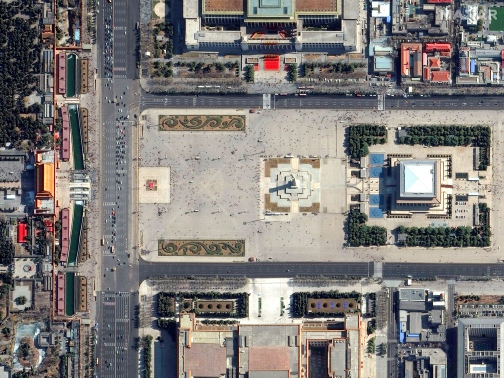 Foto de satélite da Praça Tiananmen, em Beijing, na China, em 21 de fevereiro de 2019 — Foto: Satellite image ©2020 Maxar Technologies/Handout via Reuters