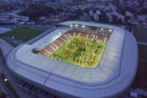 Estádio de futebol é transformado em floresta nativa com quase 300 árvores (Foto: Divulgação)