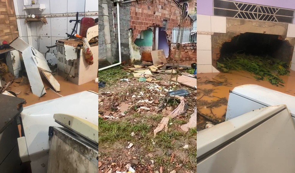 Transbordamento de barragem deixa rastro de destruição em Wenceslau Guimarães, na Bahia — Foto: Reprodução/Redes Sociais