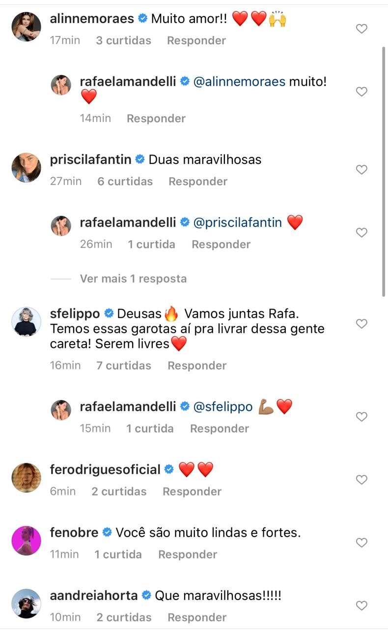 Rafaela e Catarina Mandelli ganham elogios em post  (Foto: Reprodução/Instagram)