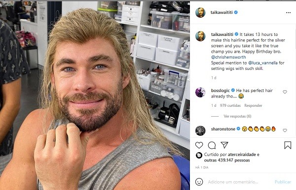 O post do cineasta Taika Waititi, diretor de Thor: Ragnarok (2017), parabenizando o ator Chris Hemsworth por seu aniversário (Foto: Instagram)