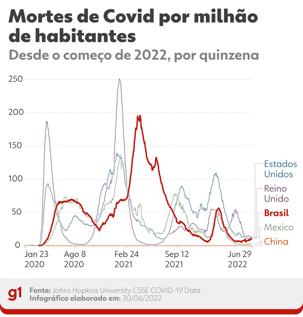 Mortes por Covid no Brasil e outros paÃ­ses â Foto: Elcio Horiuchi/g1