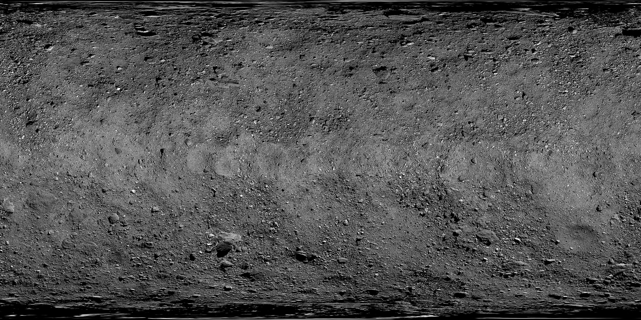 A Nasa produziu um mapa com a junção de mais de duas mil fotografias em alta resolução da superfície do asteroide Bennu (Foto: Reprodução/Nasa)