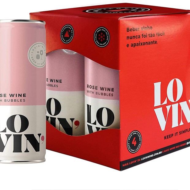 Vinho Rosé Frisante em Lata, Lovin’ Wine, 269 ml (4 unidades) (Foto: Reprodução/ Amazon)