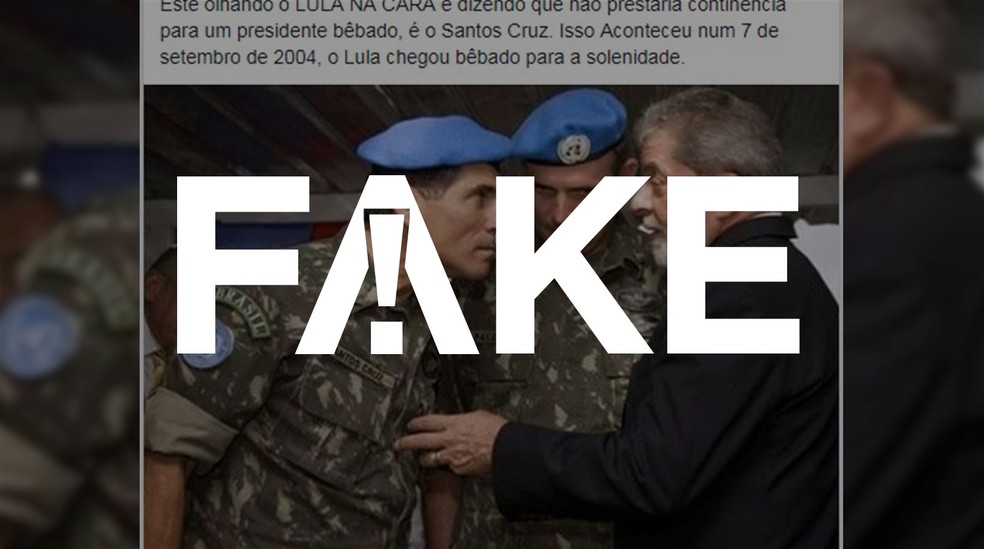 &Eacute; #FAKE que general Santos Cruz se recusou a prestar contin&ecirc;ncia a Lula durante solenidade em 2004 &mdash; Foto: G1 