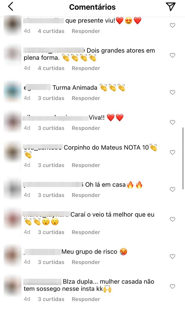 Comentários em foto de Mateus Carrieri e Oscar Magrini (Foto: Reprodução/Instagram)