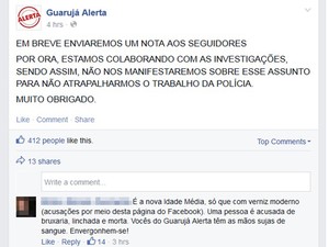 Internautas criticaram administrador de página Guarujá Alerta (Foto: Reprodução / Facebook)