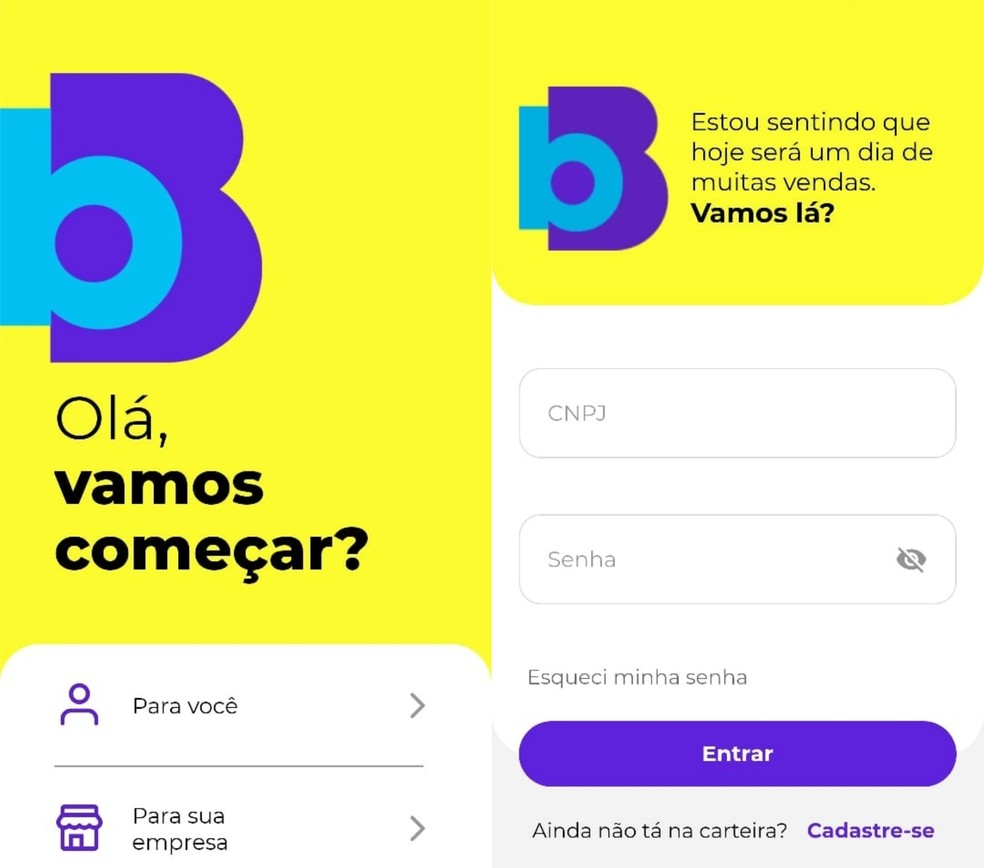 Você pode cadastrar sua empresa no app Carteira bB — Foto: Reprodução/Clara Fabro