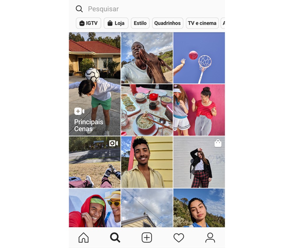 Posts do tipo Cenas ganham destaque próprio na aba Explorar — Foto: Divulgação/Instagram