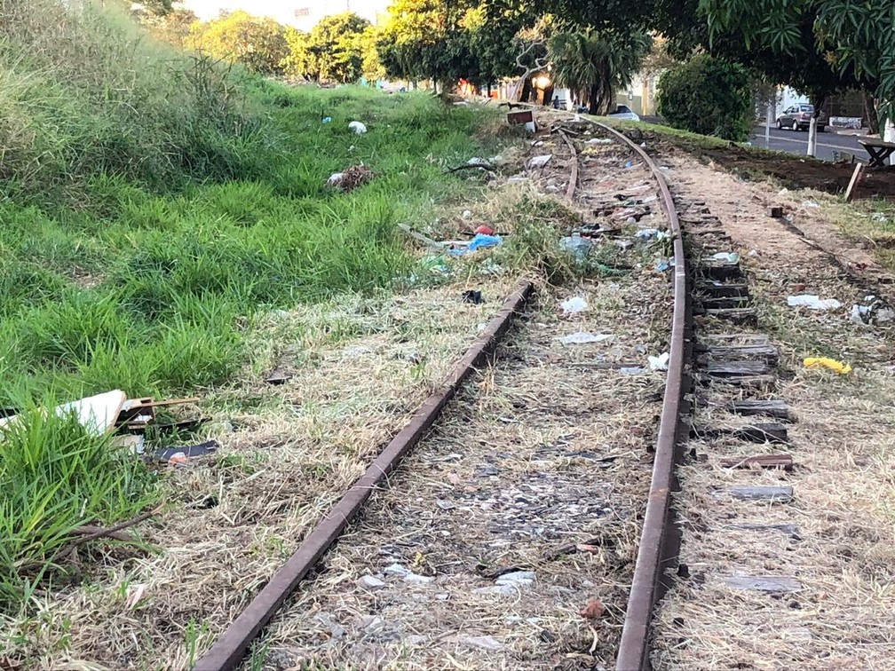 Ferrovia está abandonada na região de Presidente Prudente — Foto: Luís Augusto Pires Batista/TV Fronteira
