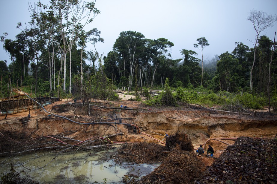 Área devastada por garimpo ilegal de ouro na Terra Yanomami