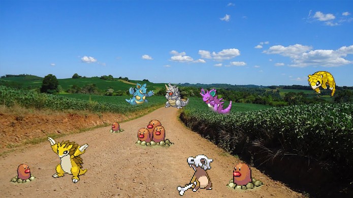 Pokémons de Solo gostam de aparecer em estradas de terra em Pokémon Go (Foto: Reprodução/Rafael Monteiro)