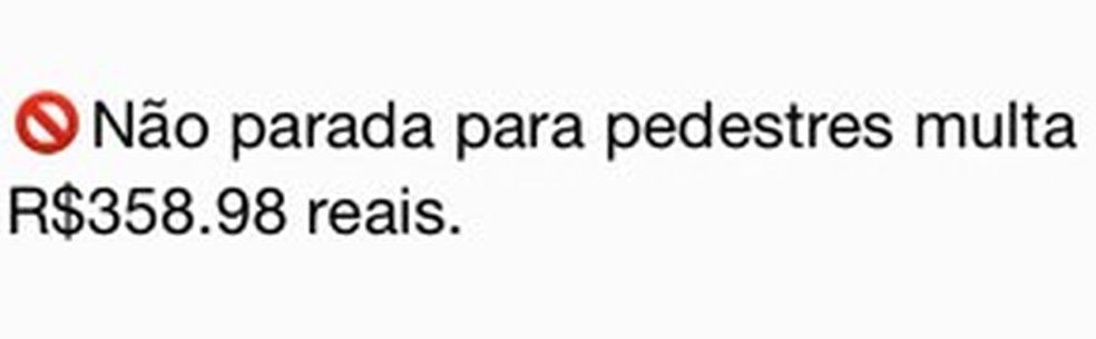 Mensagem sobre multas que circula nas redes (Foto: Reprodução)
