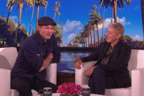 O ator Brad Pitt em sua participação no programa de Ellen DeGeneres  (Foto: Reprodução)