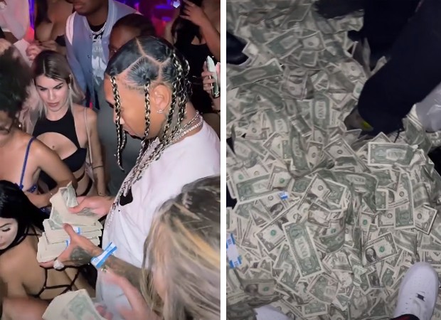 Rapper Tyga distribui dinheiro em boate (Foto: Reprodução Instagram)