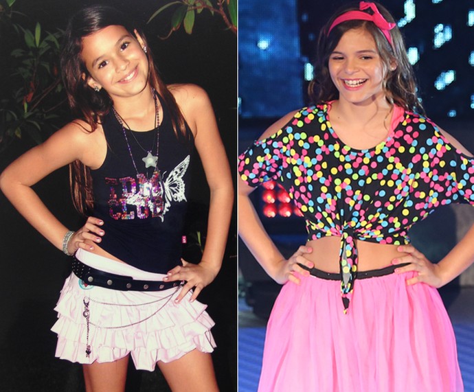 Bruna Marquezine quando era mais nova e Luana no 'Dancinha' (Foto: Arquivo Pessoal e Carol Caminha / Gshow)