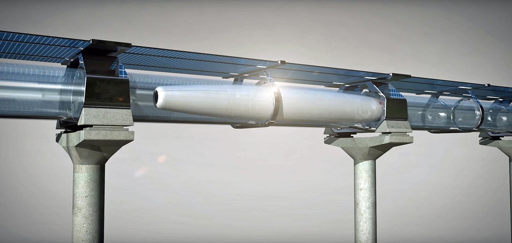 Hyperloop utiliza tubos com baixa pressão para atingir grandes velocidades (Foto: Reprodução/YouTube/Hyperloop Transportation Technologies)