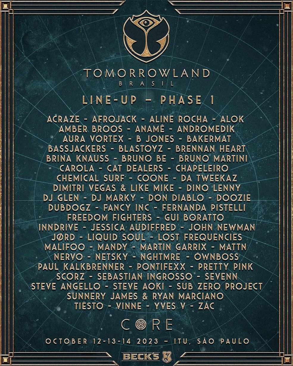 Line-up do Tomorrowland Brasil 2023 — Foto: Reprodução/Instagram