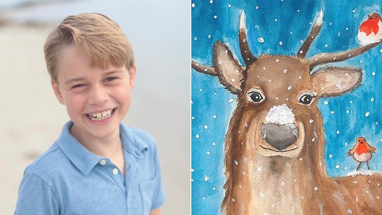 Príncipe George, de 9 anos, mostra habilidades artísticas com pintura de Natal