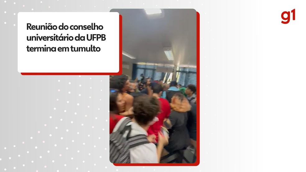 Reunião do conselho universitário da UFPB termina em tumulto, em João Pessoa — Foto: Reprodução/TV Cabo Branco