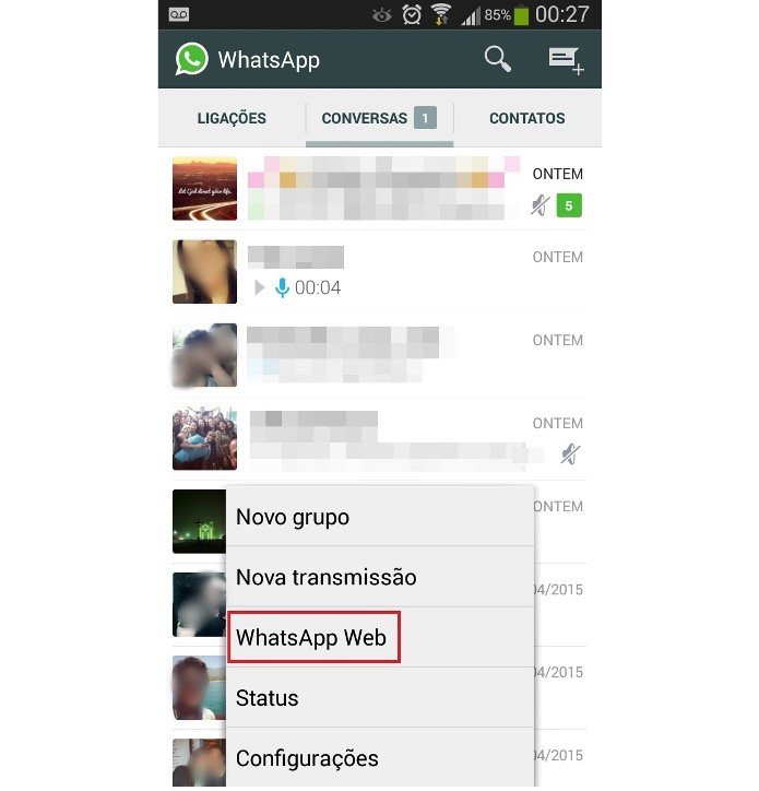 Ativando o WhatsApp Web no celular (Foto: Reprodução/Lívia Dâmaso)