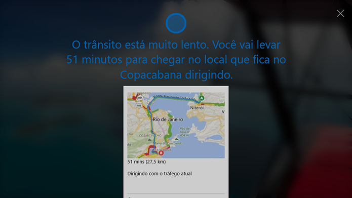 Cortana mostra condições de transito na tela de bloqueio (Foto: Reprodução/Elson de Souza)