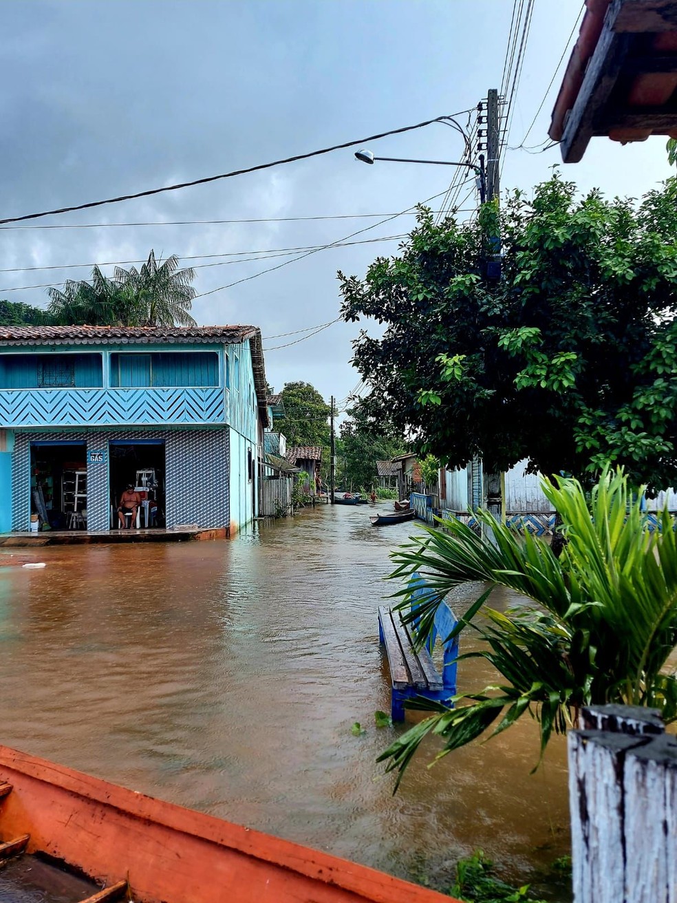 Mais de 200 famílias residentes na sede do município foram atingidas.  — Foto: Defesa Civil de Baião