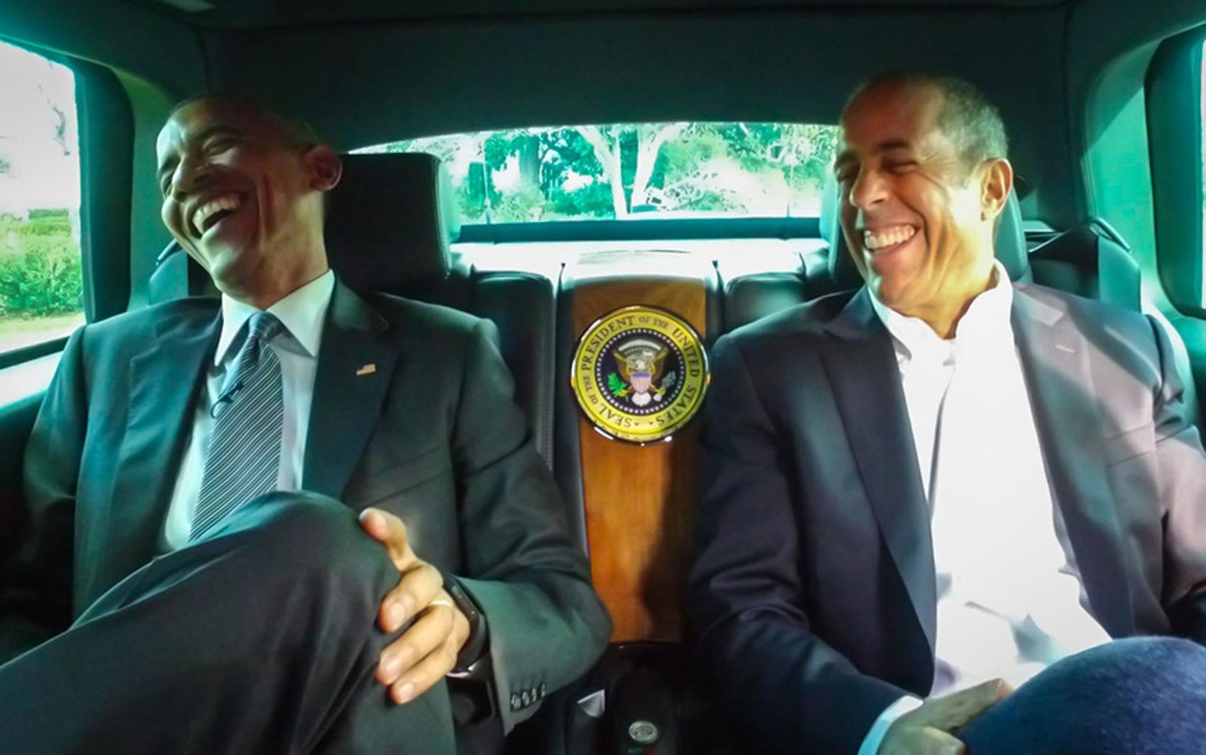 O presidente dos EUA, Barack Obama, e o comediante Jerry Seinfeld em cena de episódio da série ‘Comedians in cars getting coffee’ (Foto: Divulgação/Crackle)