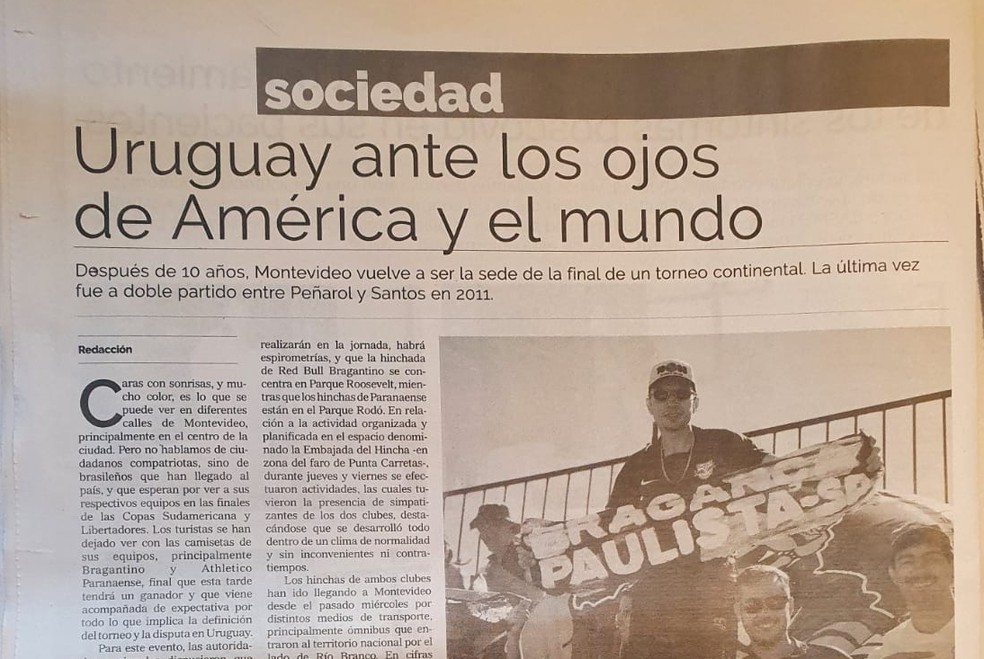 Jornal também valoriza a final na capital uruguaia — Foto: Rodrigo Saviani