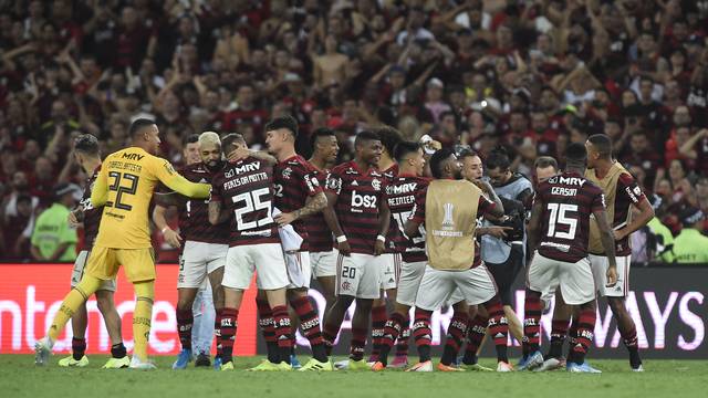 Comemoração dos jogadores do Flamengo