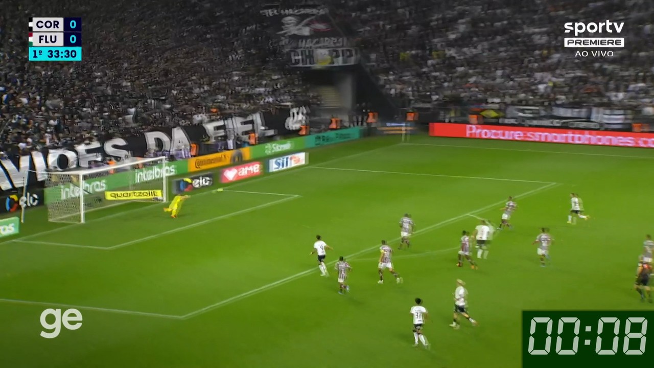 Fábio demora 8 segundos para voltar ao gol no primeiro do Corinthians sobre o Fluminense