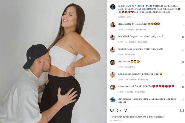 Romário celebra gravidez de Dada Favatto (Foto: Reprodução/Instagram)