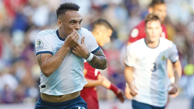 Venezuela x Argentina: Lautaro Martínez comemora seu gol