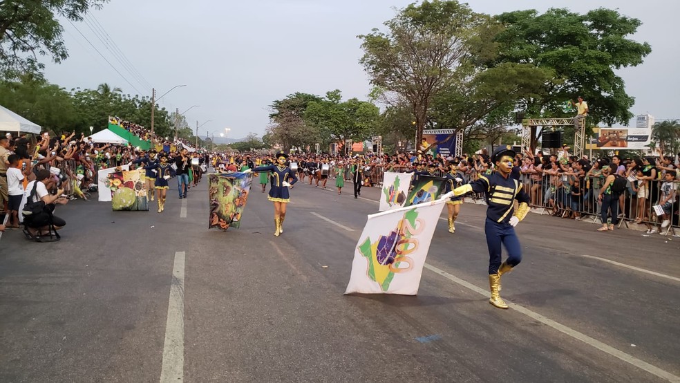 Alunos se apresentaram no desfile cívico em Palmas — Foto: Tamyra Pinheiro/TV Anhanguera