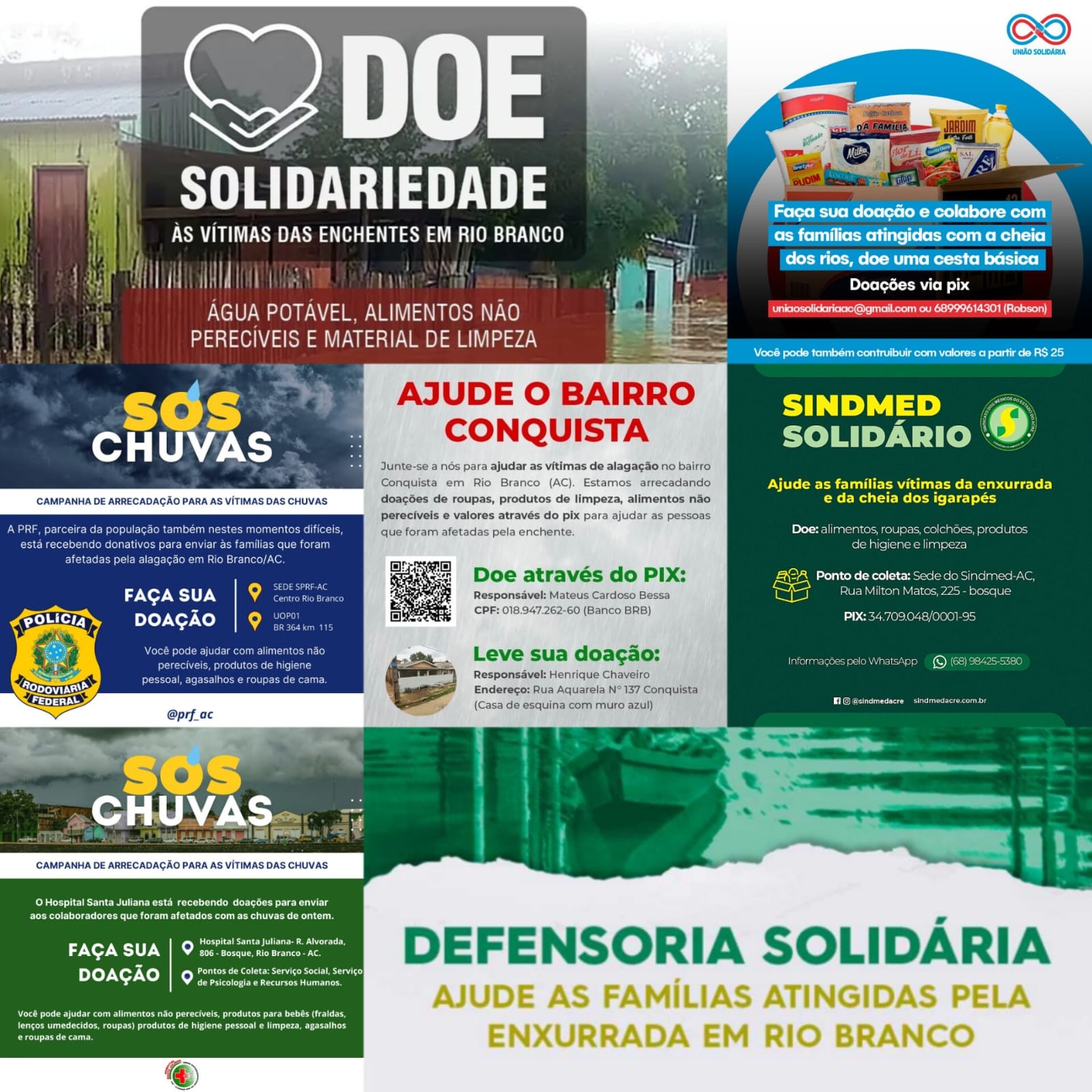 Veja como ajudar: instituições e órgãos arrecadam doações para famílias atingidas por enxurrada no Acre
