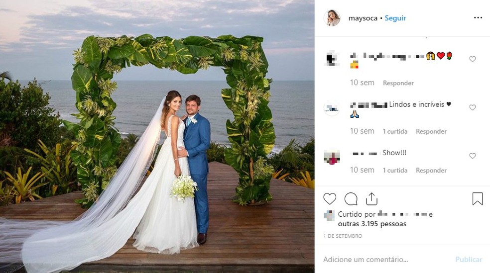 Maysa Mussi e Eduardo Mussi se casaram em setembro, em Itacaré, na Bahia — Foto: Reprodução/Redes Sociais
