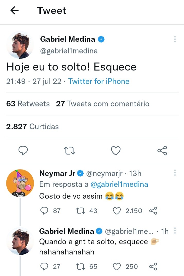 Gabriel Medina e Neymar interagiram no Twitter (Foto: Reprodução/Twitter)