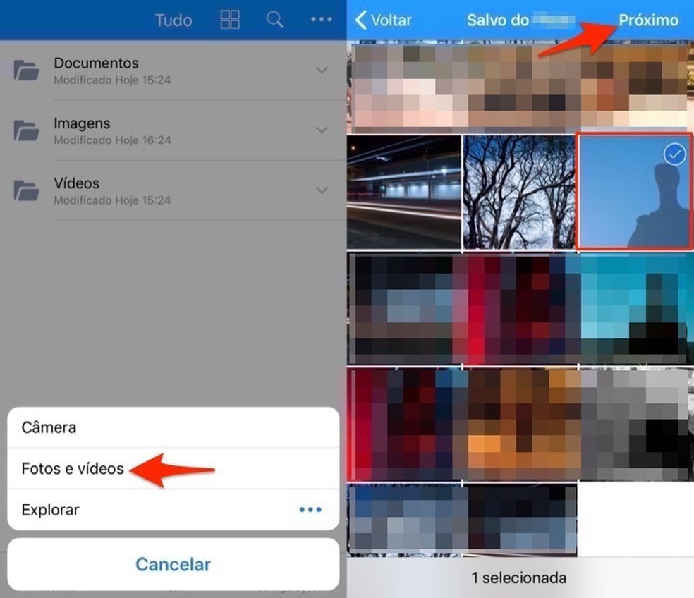 Ação para escolher fotos para guardar no serviço online Amazon Drive pelo celular — Foto: Reprodução/Marvin Costa