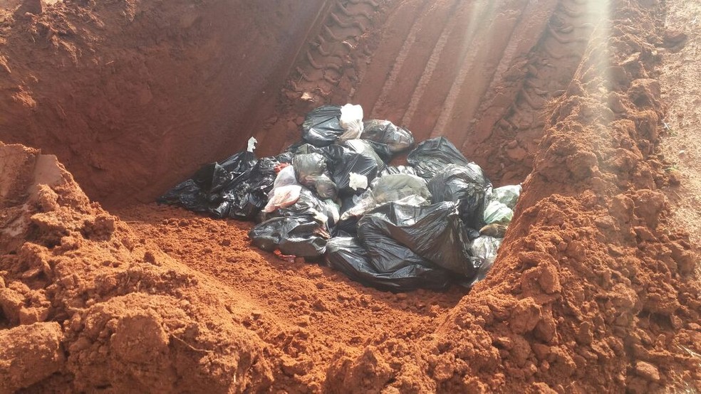 Carne foi descartada e estabelecimento foi autuado (Foto: Pol&iacute;cia Ambiental)