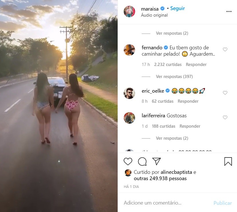 Fernando Zor posta comentário em vídeo de Maraisa (Foto: reprodução/instagram)