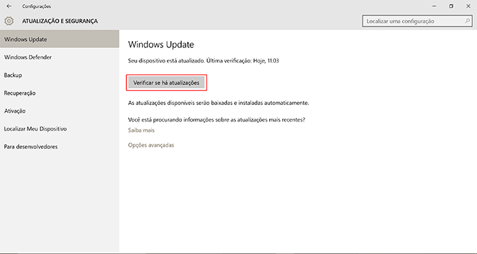 Windows Update procurará por atualização ao comando do usuário (Foto: Reprodução/Elson de Souza)